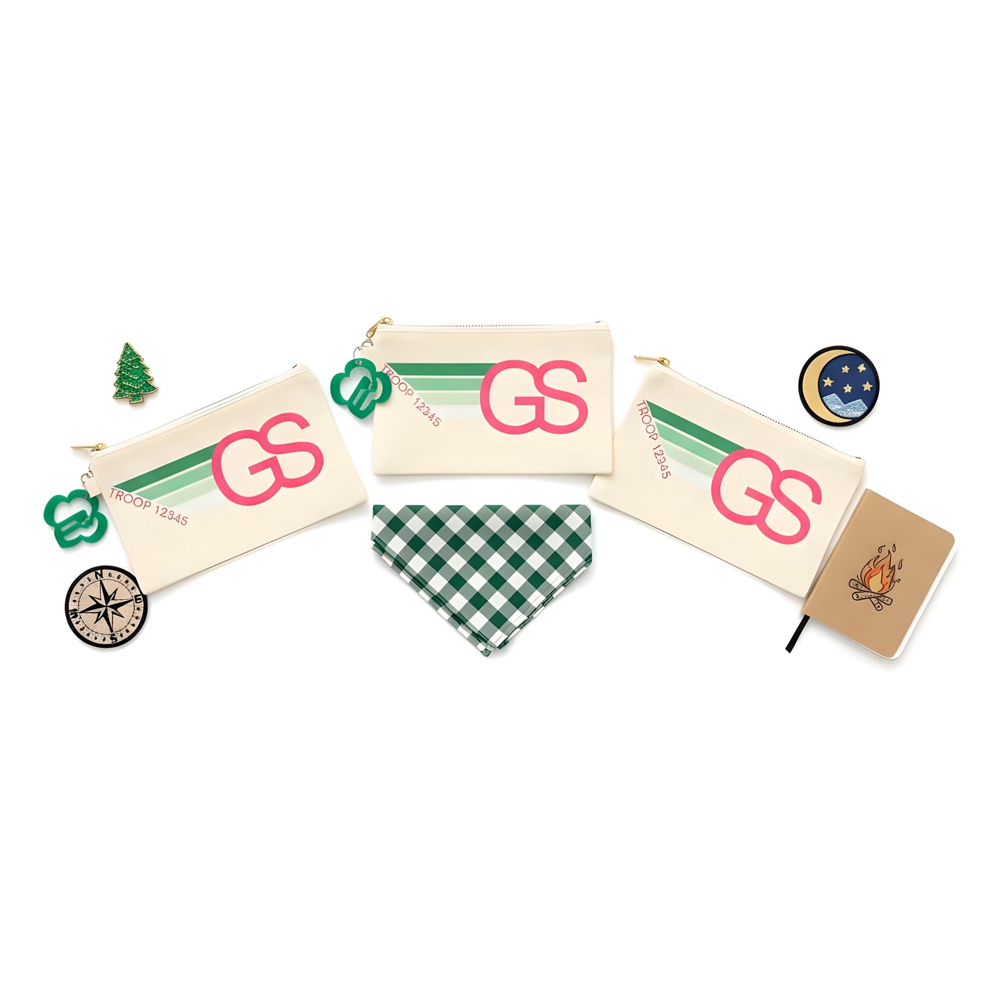 Personalized Girl Scout Troop Number Pouch with Charm