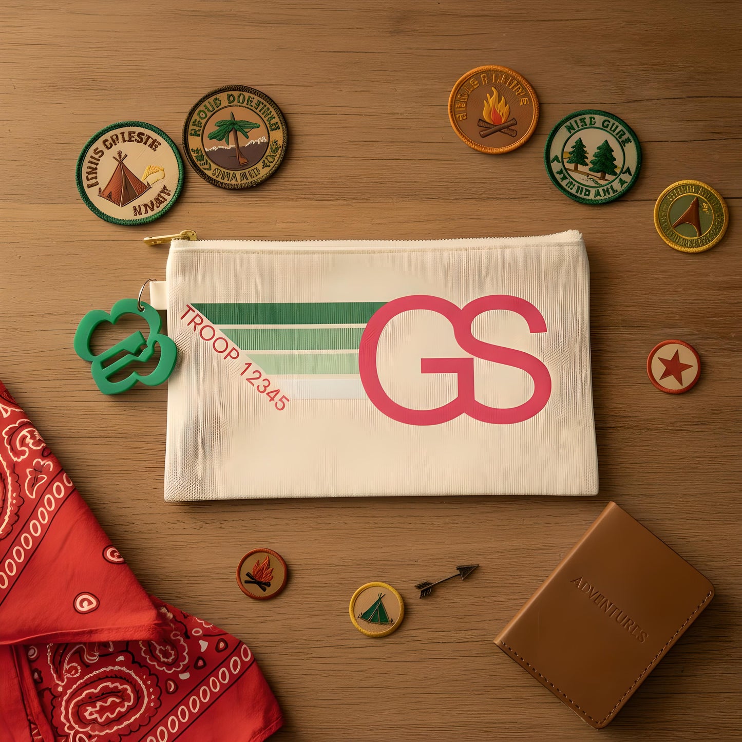Personalized Girl Scout Troop Number Pouch with Charm