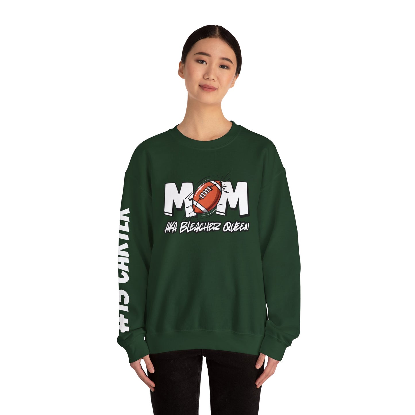 Football Mom Bleacher Queen Sweatshirt – Custom Name & Number Sweatshirt