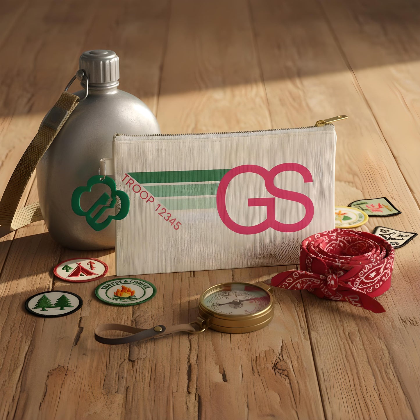 Personalized Girl Scout Troop Number Pouch with Charm