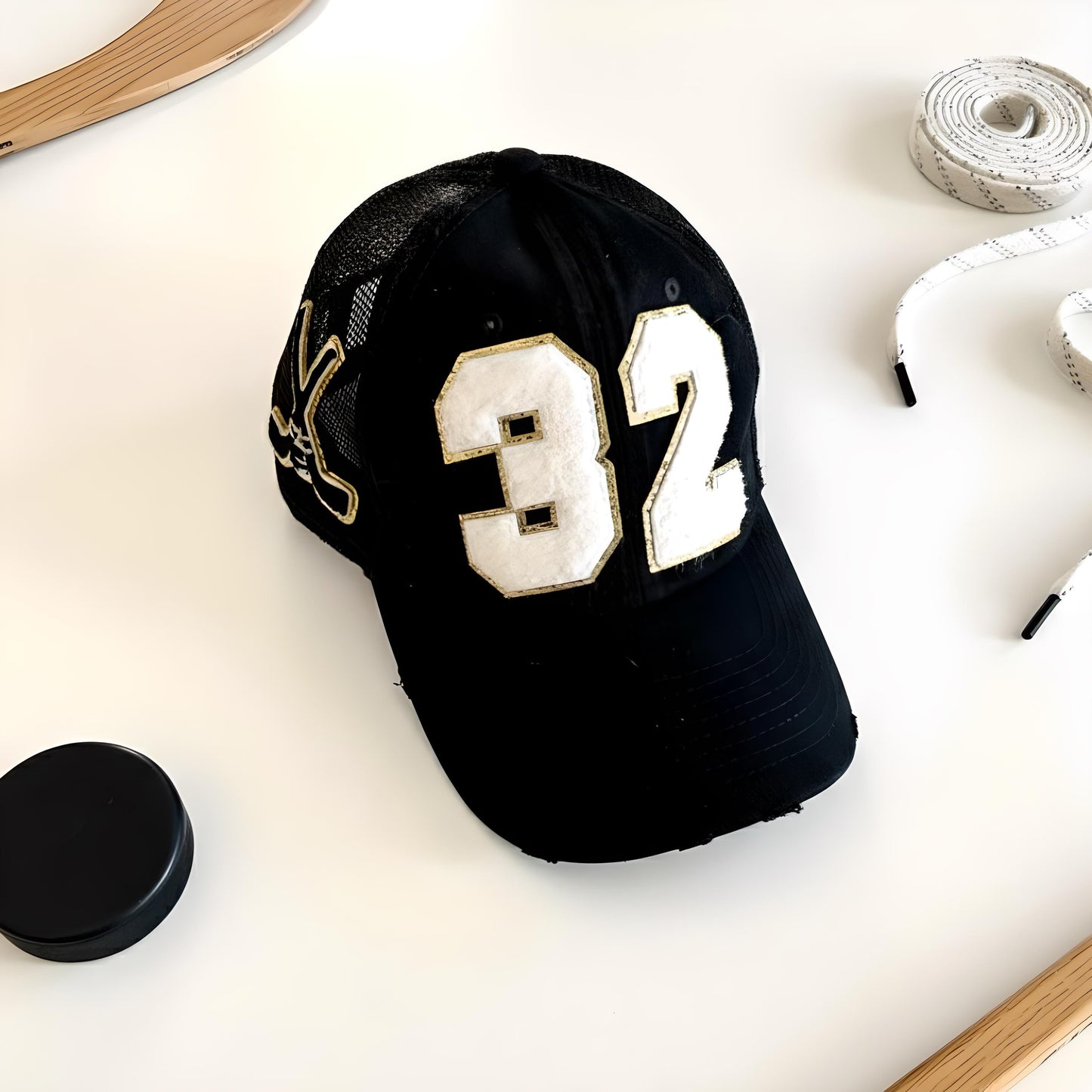 Personalized Hockey Mom Hat – Chenille Number, Hockey Sticks