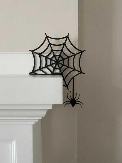 Spider Web Door Corner Sign | Halloween Corner Decor | Spooky Wall Decor