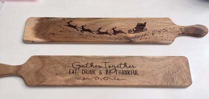 Personalized Thanksgiving Charcuterie Board | Engraved Wood Serving Tray for Gather, Eat, Drink & Be Thankful