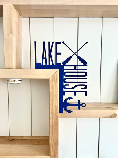 Lake House Door Corner Sign | Oar & Anchor Decor | Coastal Corner Wall Decor