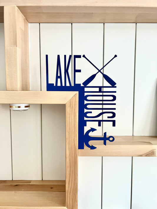 Lake House Door Corner Sign | Oar & Anchor Decor | Coastal Corner Wall Decor