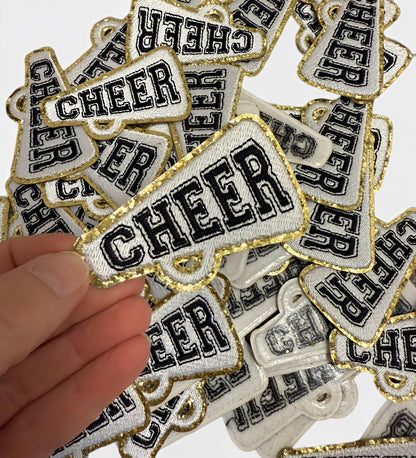 Cheerleading Patch | Megaphone Iron On Patch | Glitter Cheer Patch for Bags & Ja
