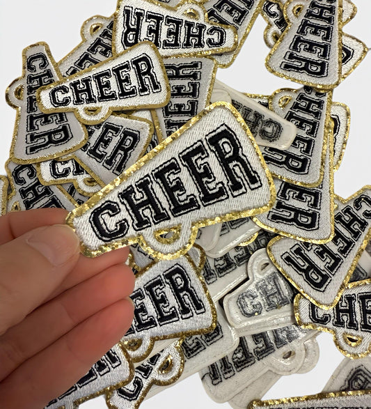 Cheerleading Patch | Megaphone Iron On Patch | Glitter Cheer Patch for Bags & Ja