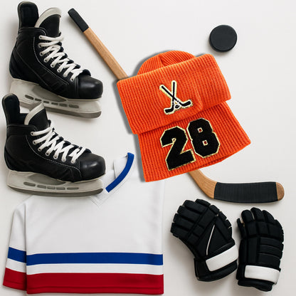 Custom Hockey Mom Slouchy Beanie with Number Patch