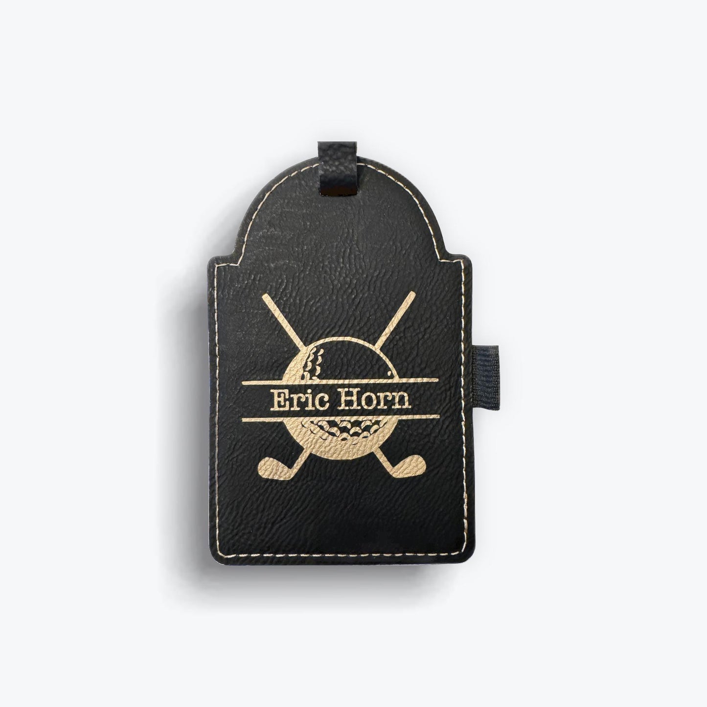Personalized Golf Bag Tag with Tees | Custom Engraved Leather Golf Tag | Golf Gift
