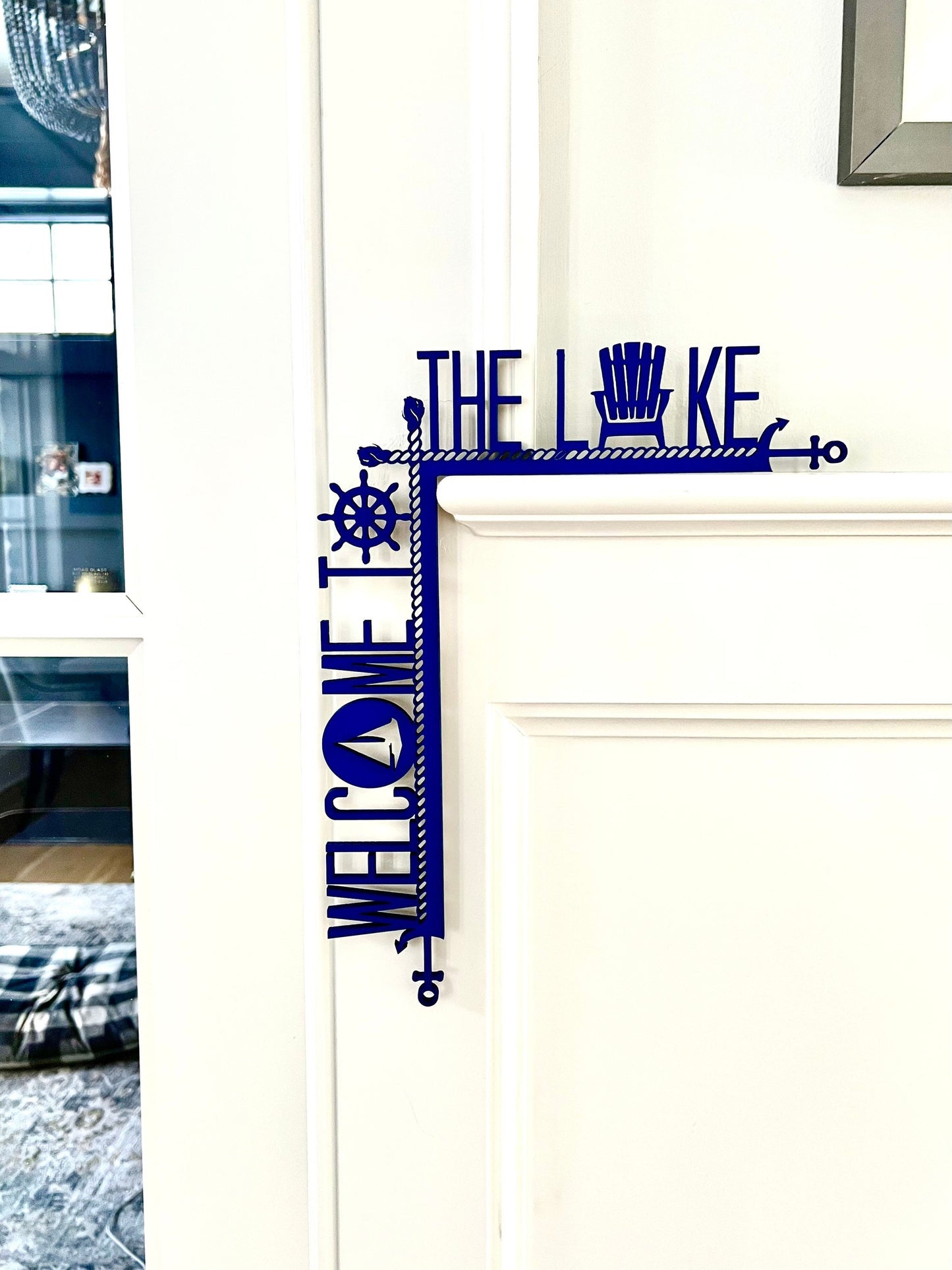 Welcome to the Lake Door Corner Sign | Lake House Decor | Nautical Wall Decor