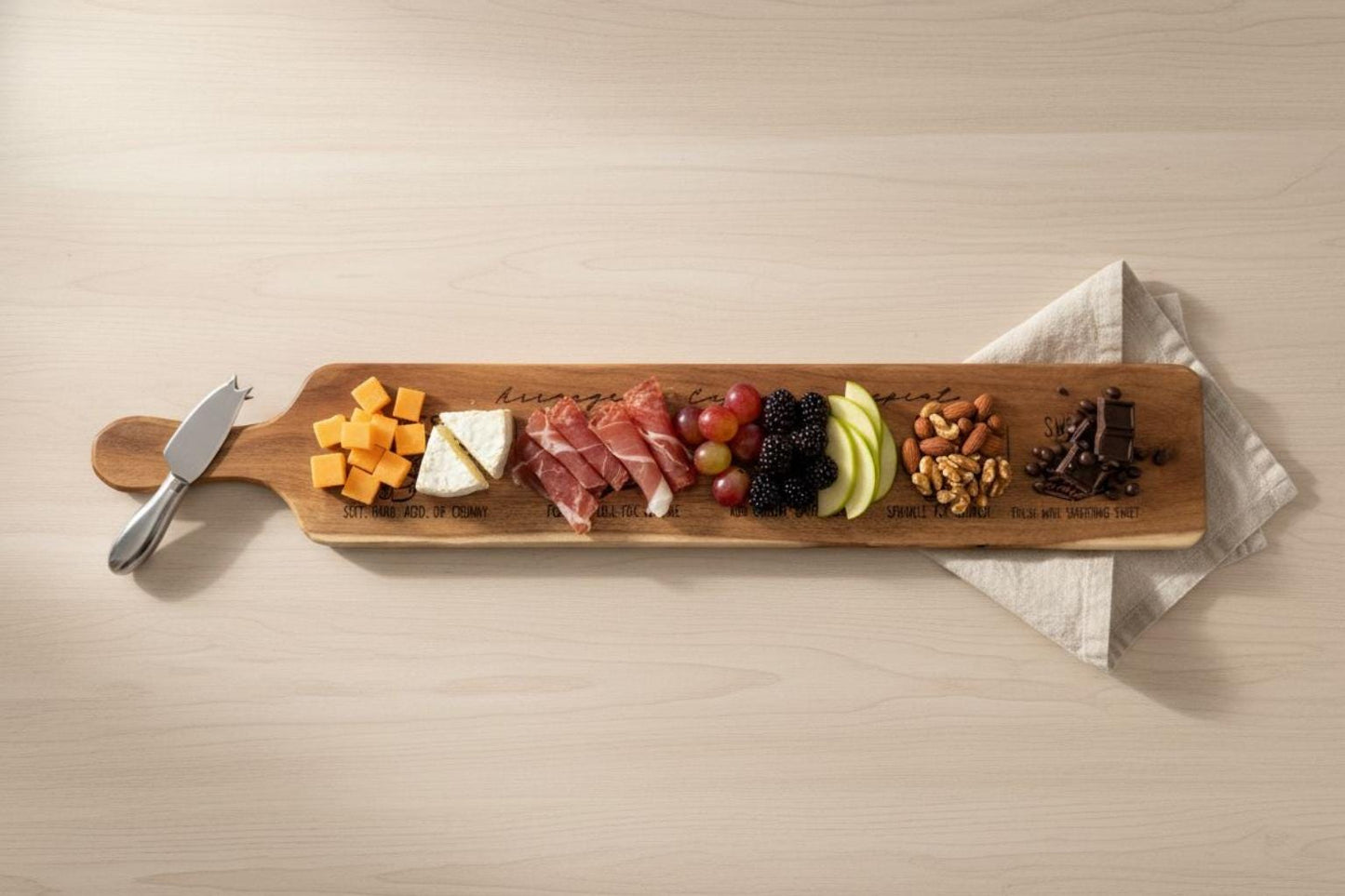Long Charcuterie Board Guide | Engraved Cheese Board for Entertaining | Personalized Serving Board