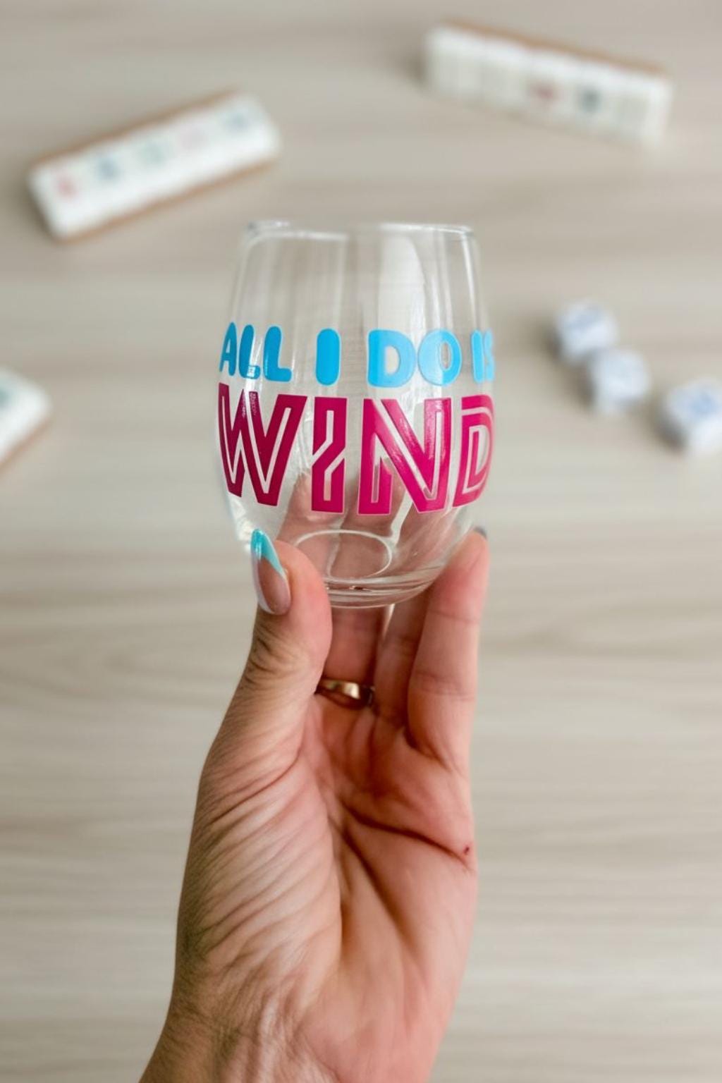 Mahjong Wine Glass | Funny Mahjong Gift for Women | Game Night Wine Glass