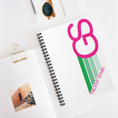Personalized Girl Scout Journal | Retro Troop Number Notebook | Custom Scout Notebook Gift