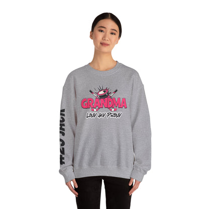 Personalized Hockey Grandma Sweatshirt with Name & Number Sleeve
