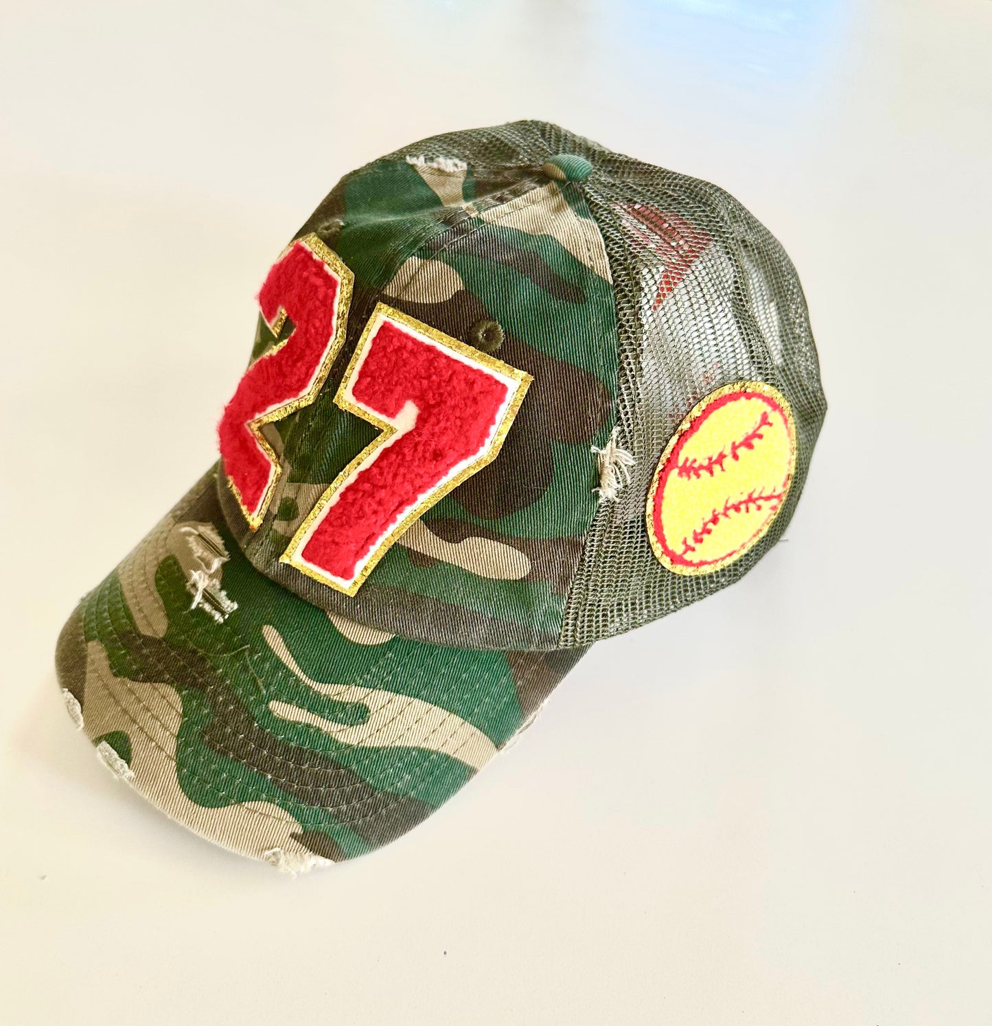 Custom Softball Mom Trucker Hat with Number Patch