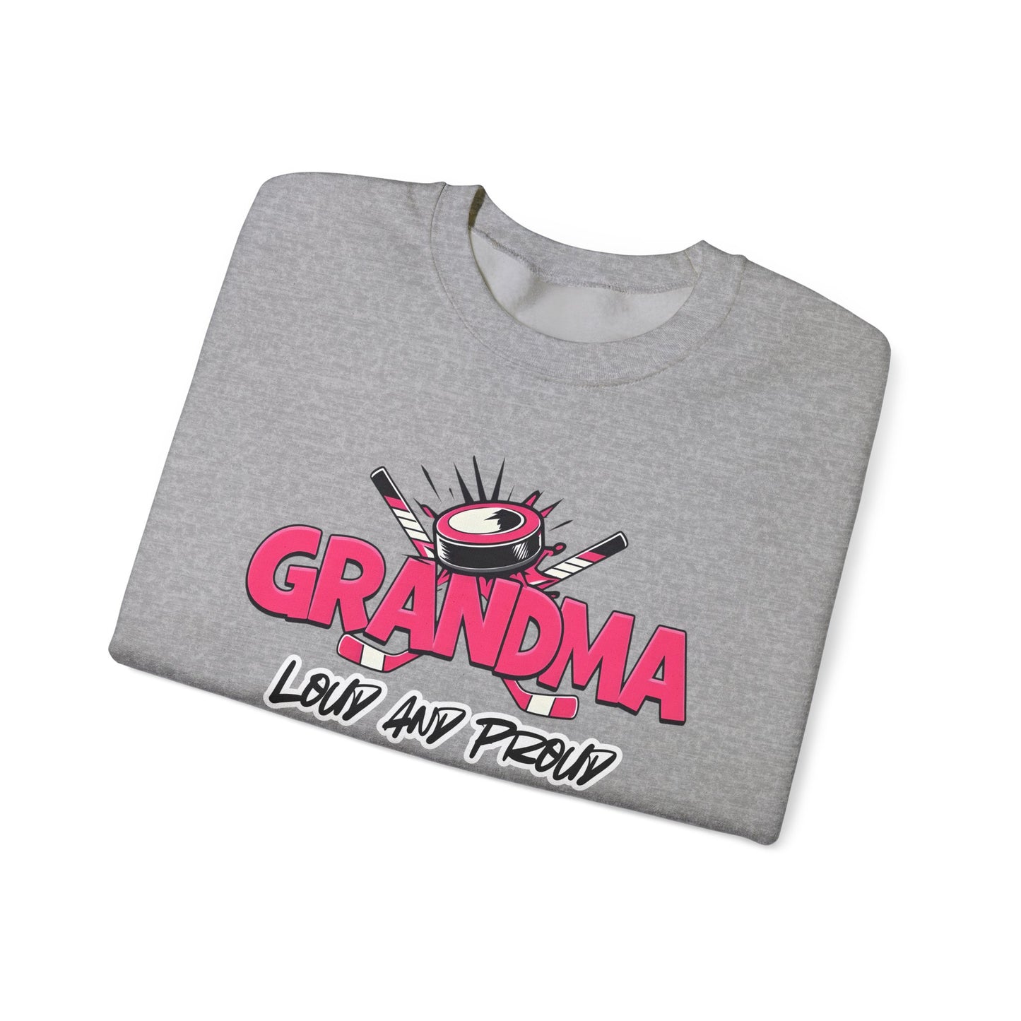 Personalized Hockey Grandma Sweatshirt with Name & Number Sleeve