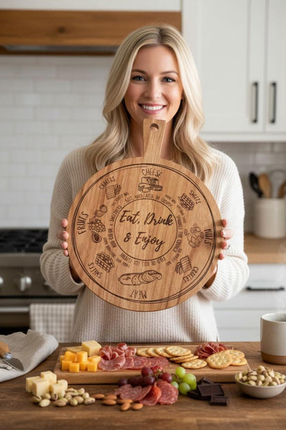 Charcuterie Board for Beginners | Engraved Cheese Board with Guide | Personalized Serving Board
