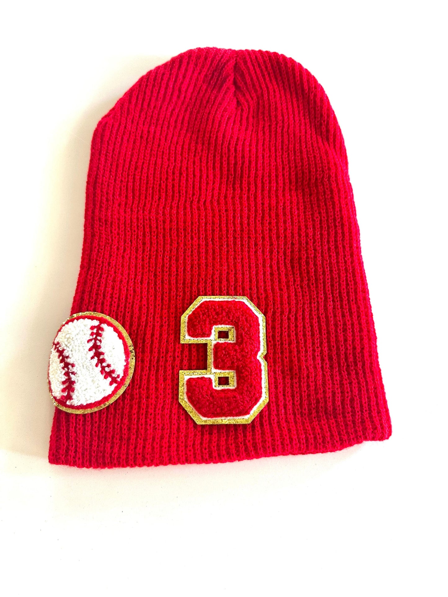 Custom Baseball Mom Slouchy Beanie with Number Patch