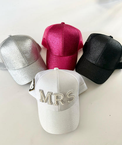 Mrs. Glitter Trucker Hat – Bridal Hat for Bachelorette &amp; Honeymoon