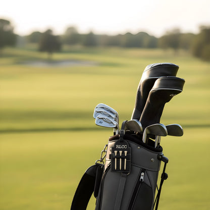 Personalized Golf Bag Tag with Tees | Custom Engraved Leather Golf Tag | Golf Gift