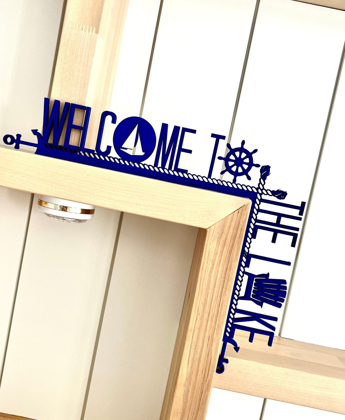 Welcome to the Lake Door Corner Sign | Lake House Decor | Nautical Wall Decor