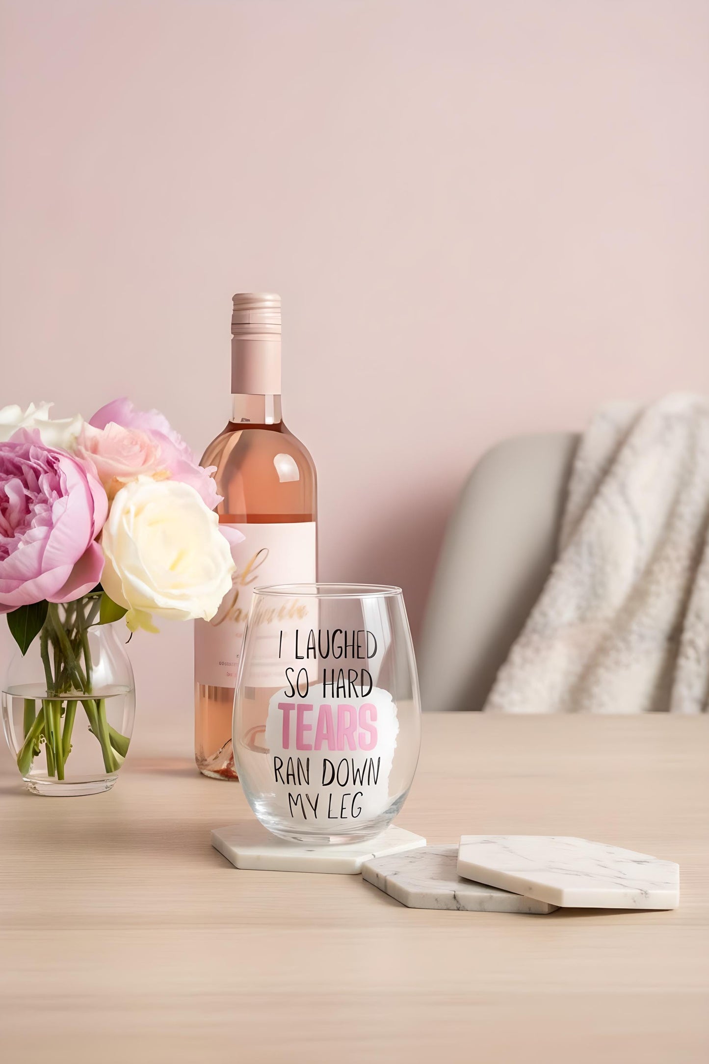 Funny Wine Glass | “I Laughed So Hard” Stemless Wine Glass | Gag Gift for Friends