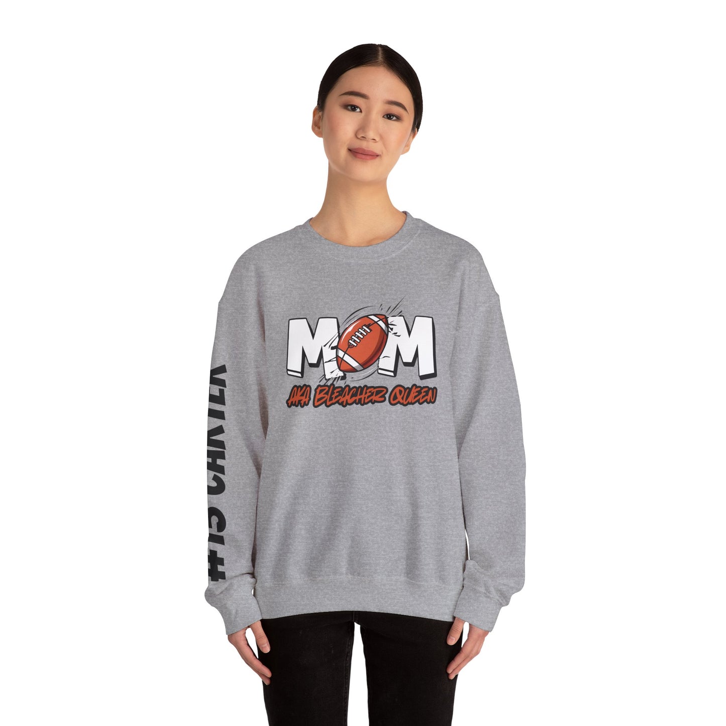 Football Mom Bleacher Queen Sweatshirt – Custom Name & Number Sweatshirt