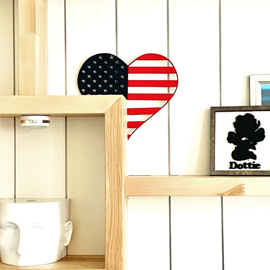 4th of July Door Corner - Forth of July Decor  - Heart American Flag Door Decoration - Unique Door Corner Decor