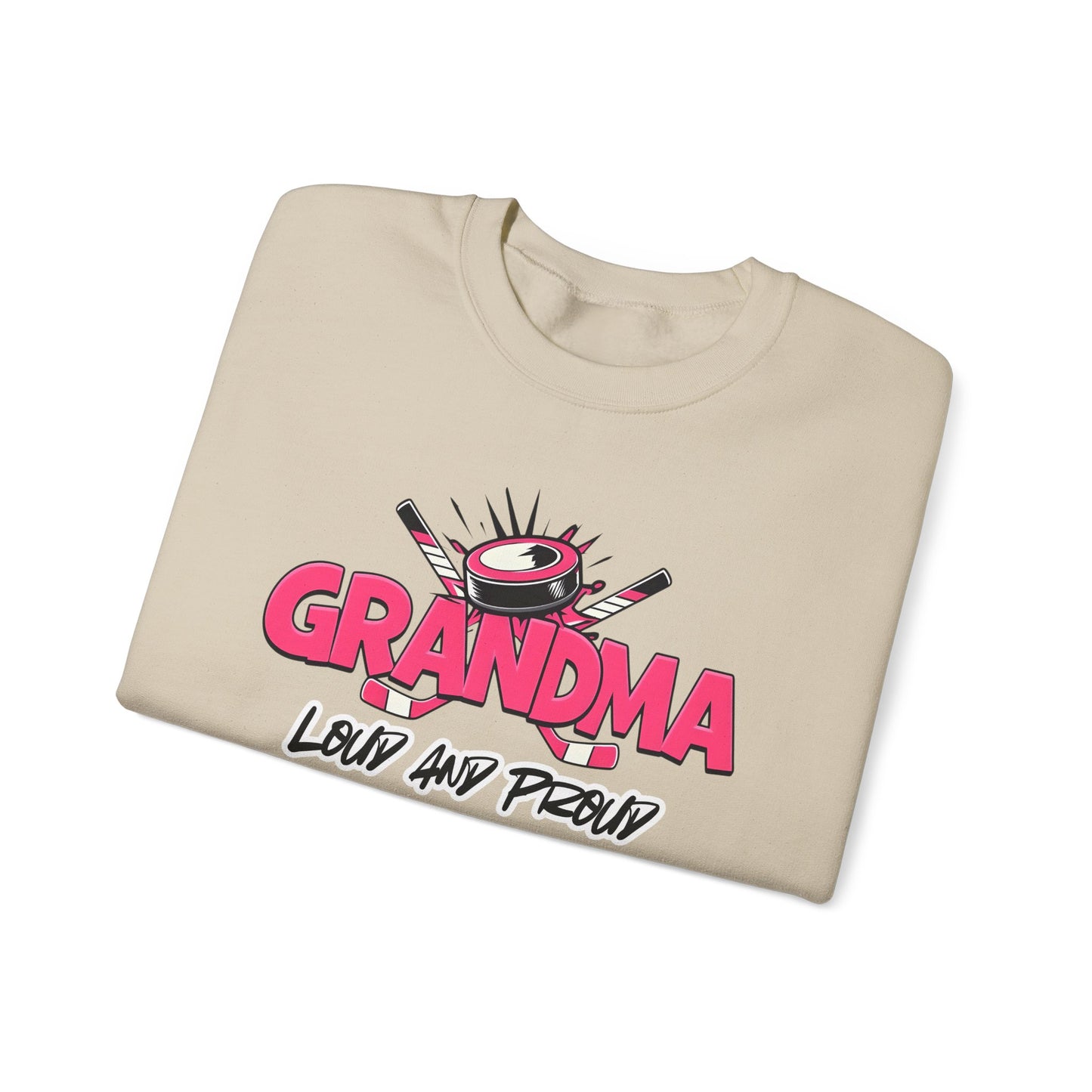 Personalized Hockey Grandma Sweatshirt with Name & Number Sleeve