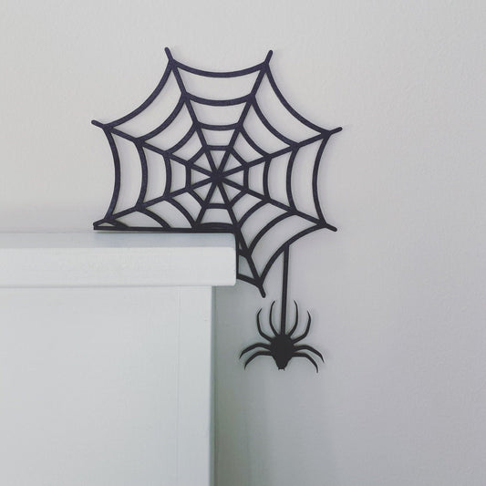Spider Web Door Corner Sign | Halloween Corner Decor | Spooky Wall Decor