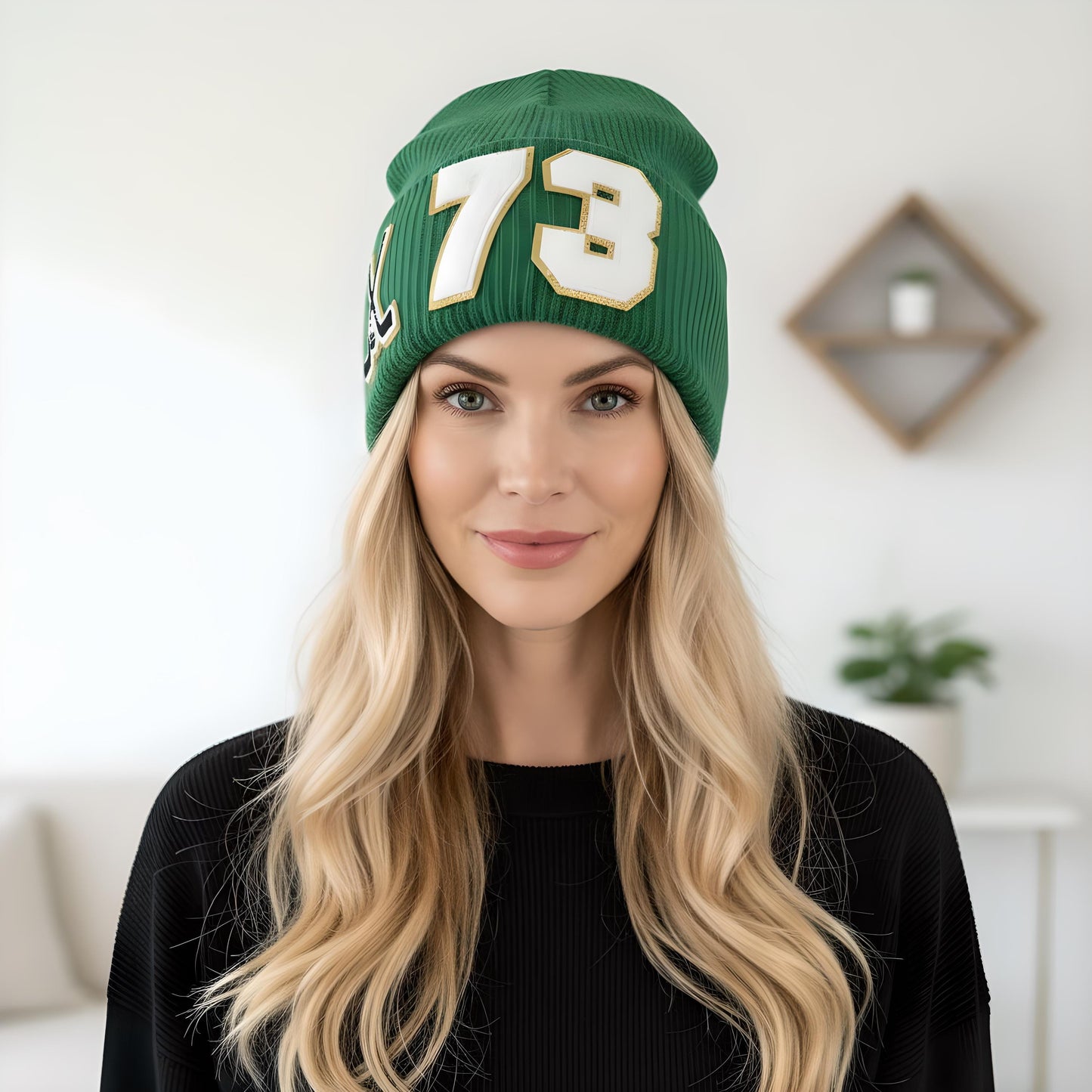 Custom Baseball Mom Slouchy Beanie with Number Patch