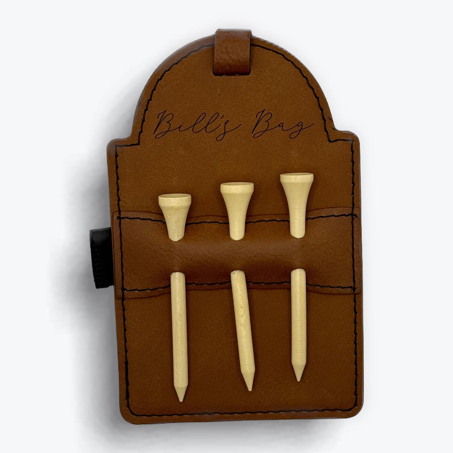 Personalized Golf Bag Tag with Tees | Custom Engraved Leather Golf Tag | Golf Gift