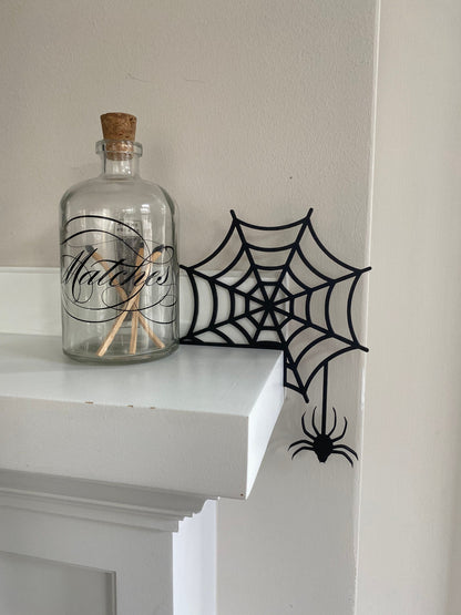 Spider Web Door Corner Sign | Halloween Corner Decor | Spooky Wall Decor