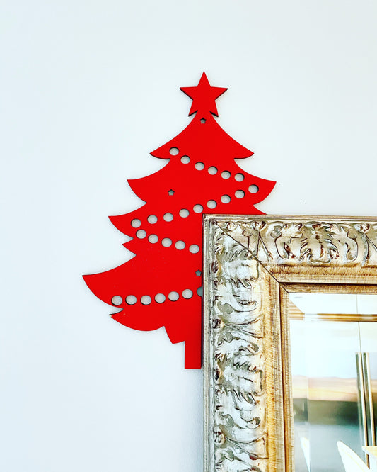 Christmas Tree Door Corner Sign | Holiday Corner Decor | Wooden Christmas Wall Decor