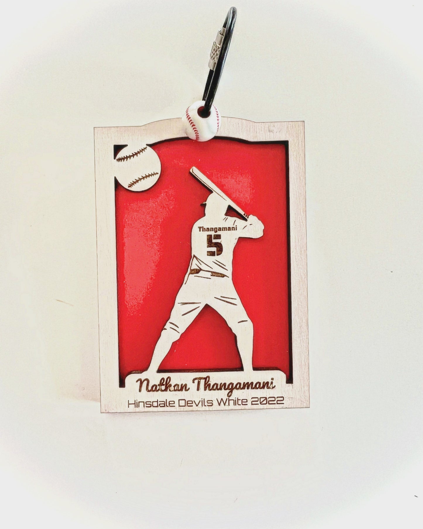 Personalized Baseball Keychain – Custom Player Name & Number Wood