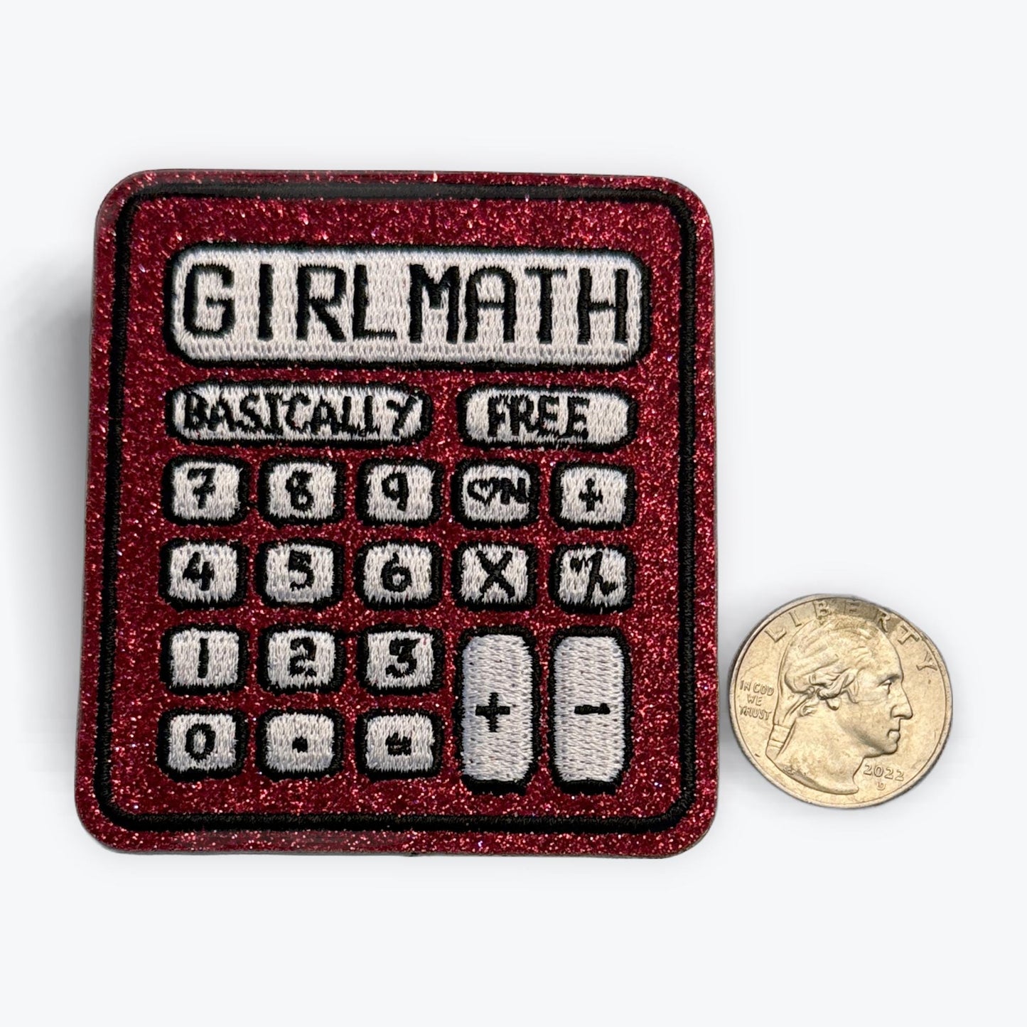 Girl Math Patch – Pink Glitter Iron On Patch | Funny Sparkly Patch for Girls | Cute Math Accessory