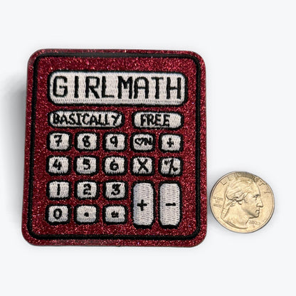 Girl Math Patch – Pink Glitter Iron On Patch | Funny Sparkly Patch for Girls | Cute Math Accessory