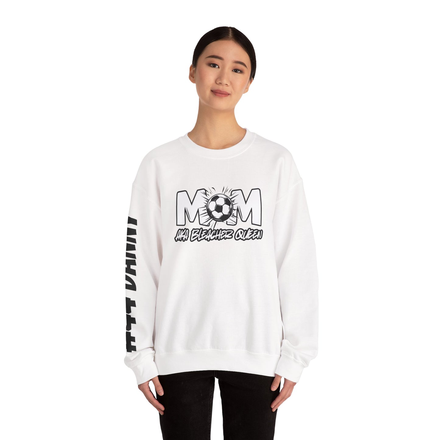 Personalized Soccer Mom Sweatshirt with Name & Number Sleeve