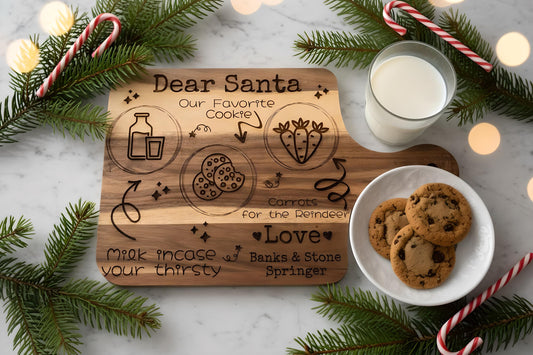 Personalized Cookies for Santa Board | Christmas Eve Cutting Board with Kids Names | Santa Tray