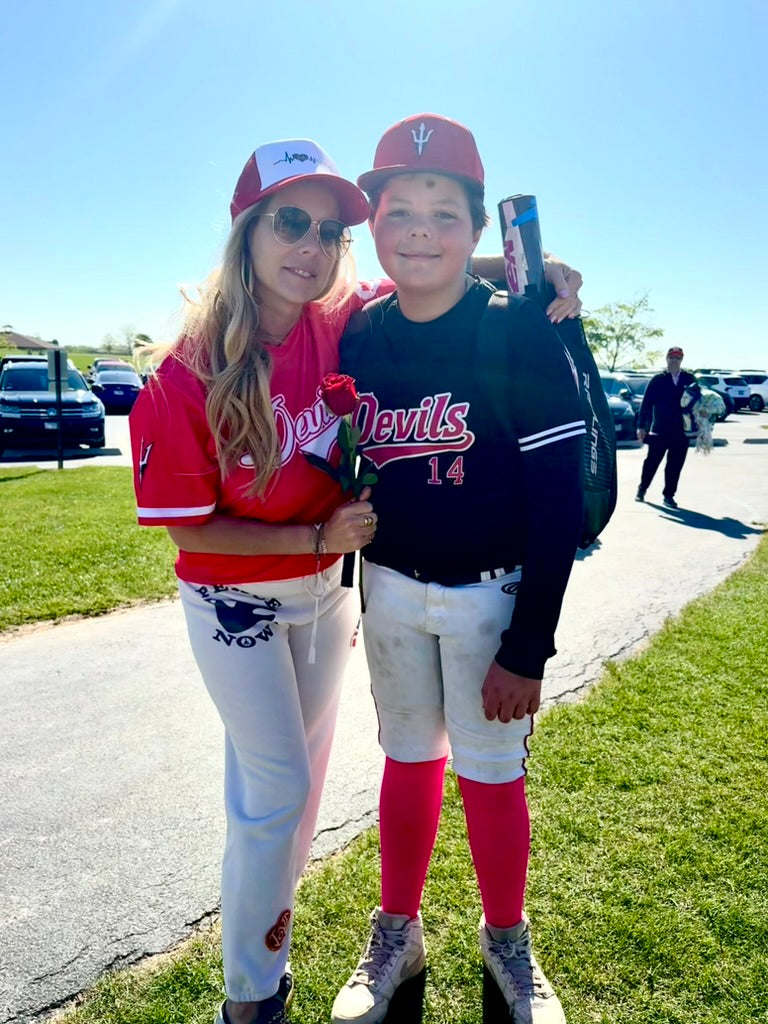Heartbeat Baseball Mom Trucker Hat with Number