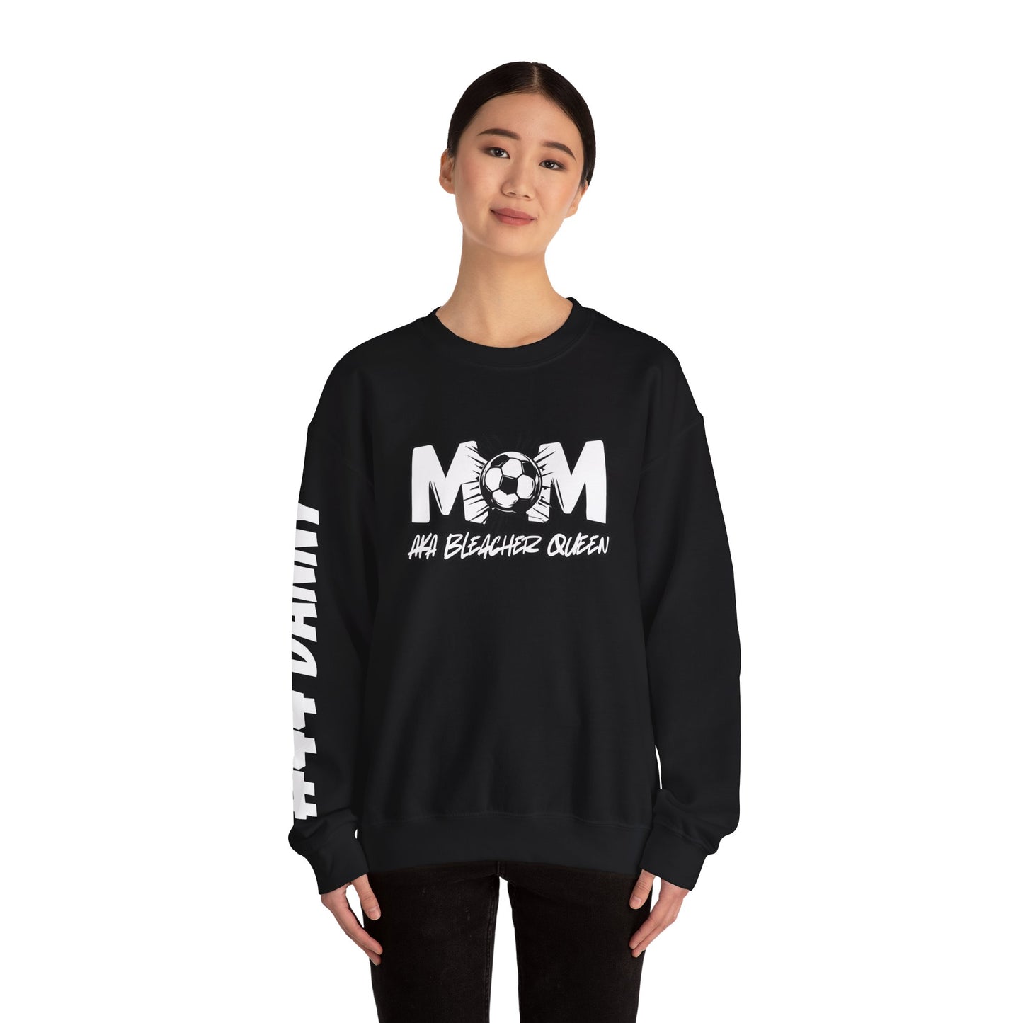 Personalized Soccer Mom Sweatshirt with Name & Number Sleeve