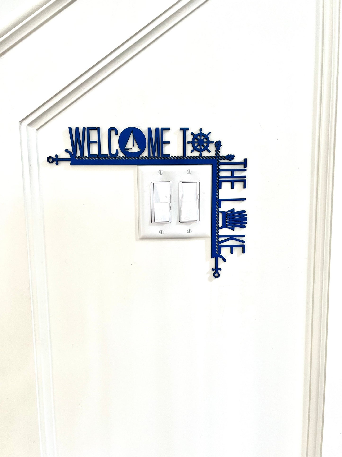 Welcome to the Lake Door Corner Sign | Lake House Decor | Nautical Wall Decor