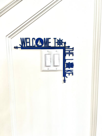 Welcome to the Lake Door Corner Sign | Lake House Decor | Nautical Wall Decor