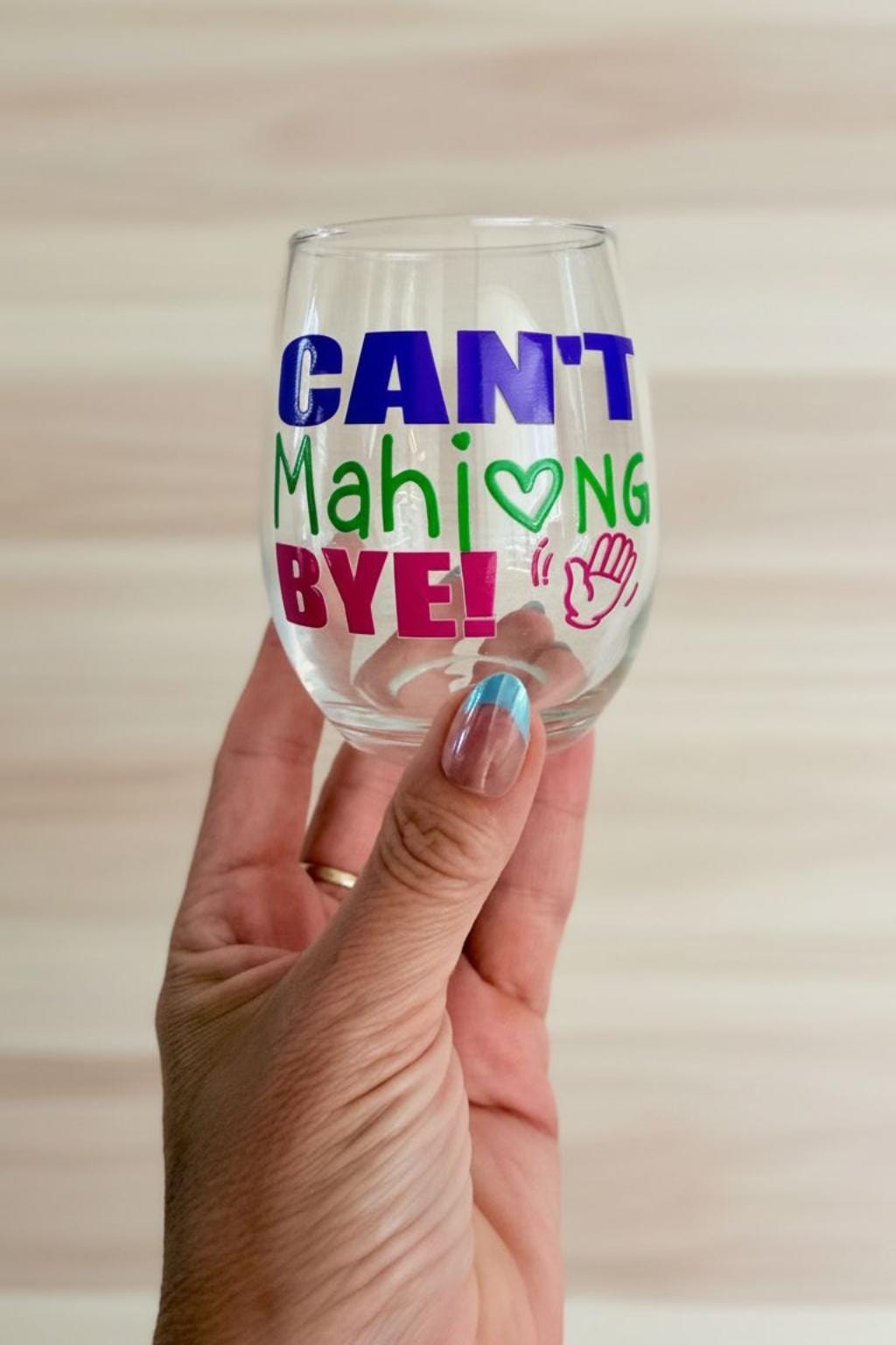 Mahjong Wine Glass | Funny Mahjong Gift for Women | Game Night Wine Glass