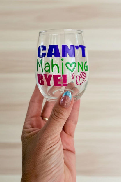 Mahjong Wine Glass | Funny Mahjong Gift for Women | Game Night Wine Glass