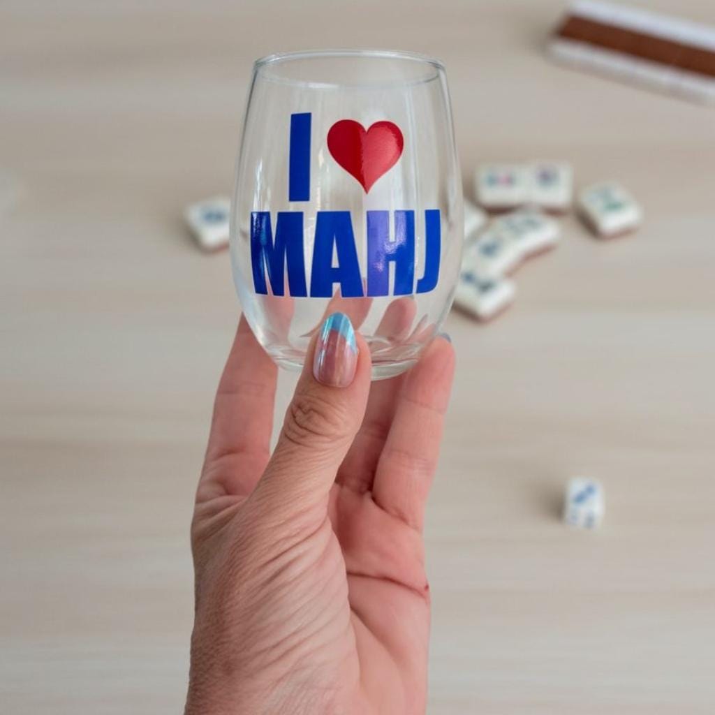 Mahjong Wine Glass | Funny Mahjong Gift for Women | Game Night Wine Glass