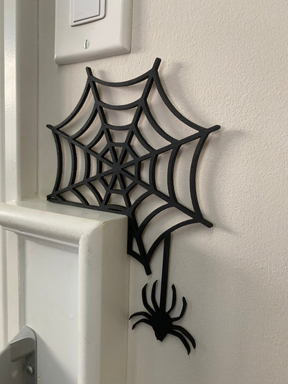 Spider Web Door Corner Sign | Halloween Corner Decor | Spooky Wall Decor