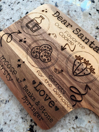 Personalized Cookies for Santa Board | Christmas Eve Cutting Board with Kids Names | Santa Tray