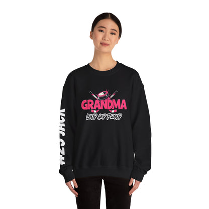 Personalized Hockey Grandma Sweatshirt with Name & Number Sleeve
