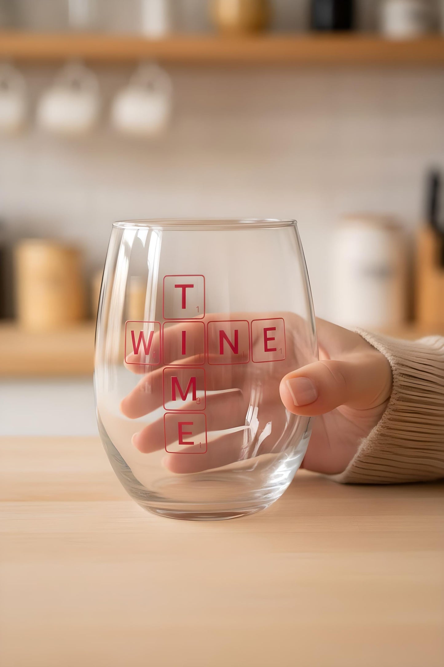 Wine Time Glass | Scrabble Style Wine Glass | Funny Wine Lover Gift